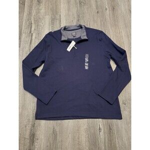 Joe Joseph Abboud Sweater Mens Sz XL Navy Blue Quarter Zip Mock Neck Waffle Knit